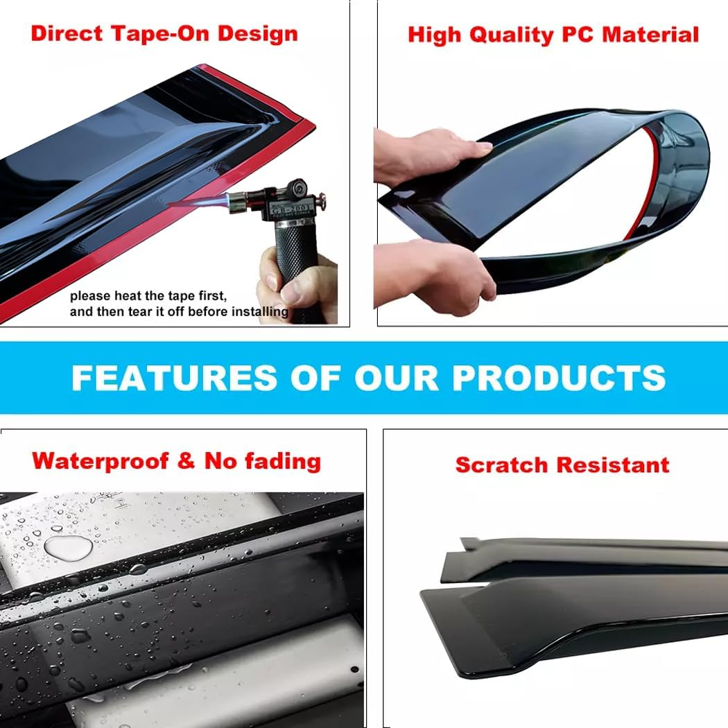 4PCS Premium Weather Shields Window Visors for Toyota Hilux 2005-2015 Dual Cab Weather Shields Window Visors Rain Guard Car Wind Deflectors Black image number 4