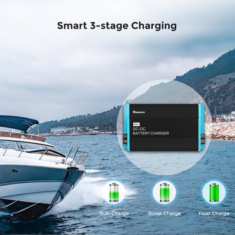 Renogy 60A DC to DC Battery Charger 12V Car Battery Charger On-Board Charger, for Alternator, Charger for Flooded, Gel, AGM, and Lithium Batteries, Using Multi-Stage Charging, in Rvs, Cars, Boats image number 4