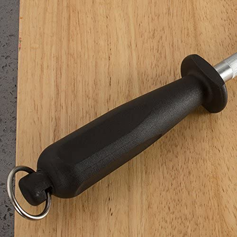 10 Inch Sharpening Steel, Professional Carbon Steel Knife Sharpener, Black