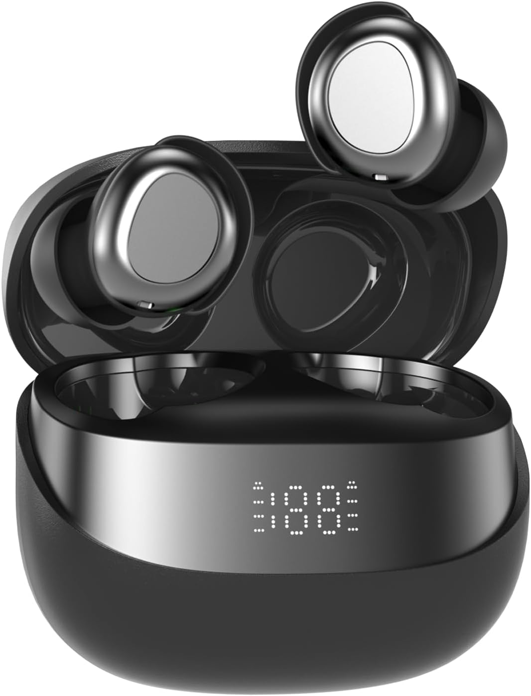 Satyamarket Mini Wireless Earbuds for Sleeping &ndash; In-Ear Bean-Shaped Bluetooth 5.3 Earphones with Power Display, 6Mm Titanium Driver, Noise Isolation, Lightweight Charging Case (White)