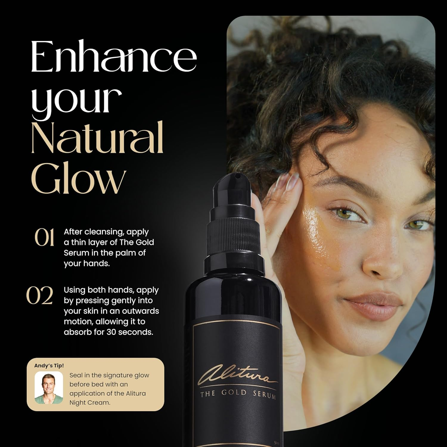 Alitura Naturals New Gold Serum for Face and Skin with Collagen - the Best All Natural & Organic Anti-Ageing Retinol Moisturiser Cream with Hyaluronic Acid for All Skin Types- 50Ml image number 1