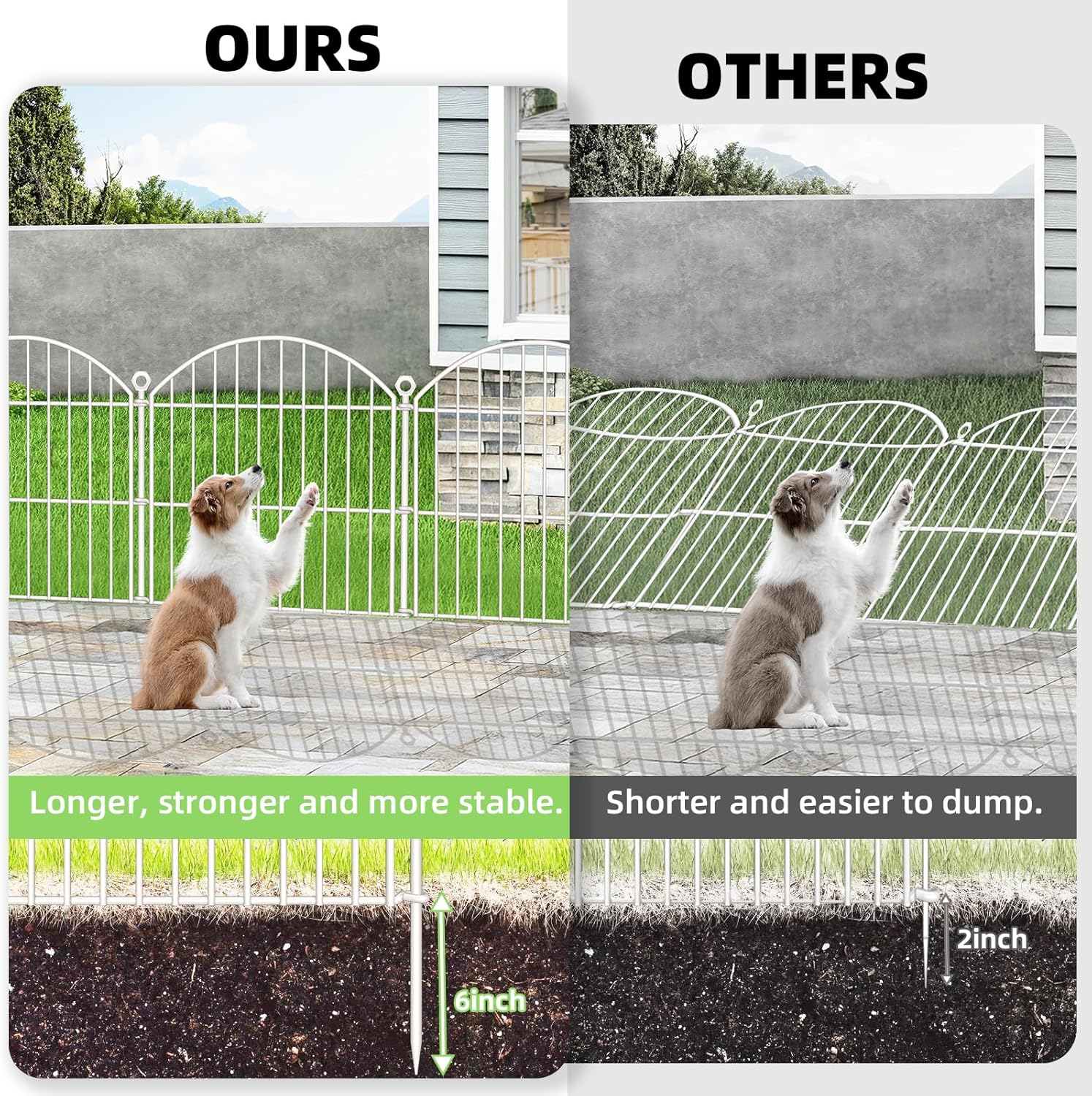 Decorative Garden Fence 24In (H) X20Ft (L), 10 Pack No Dig Fence Animal Barrier for Dog, Arched Flower Bed Edging, Wire Border Panel Fencing for Yard Patio Outdoor Decor White image number 4