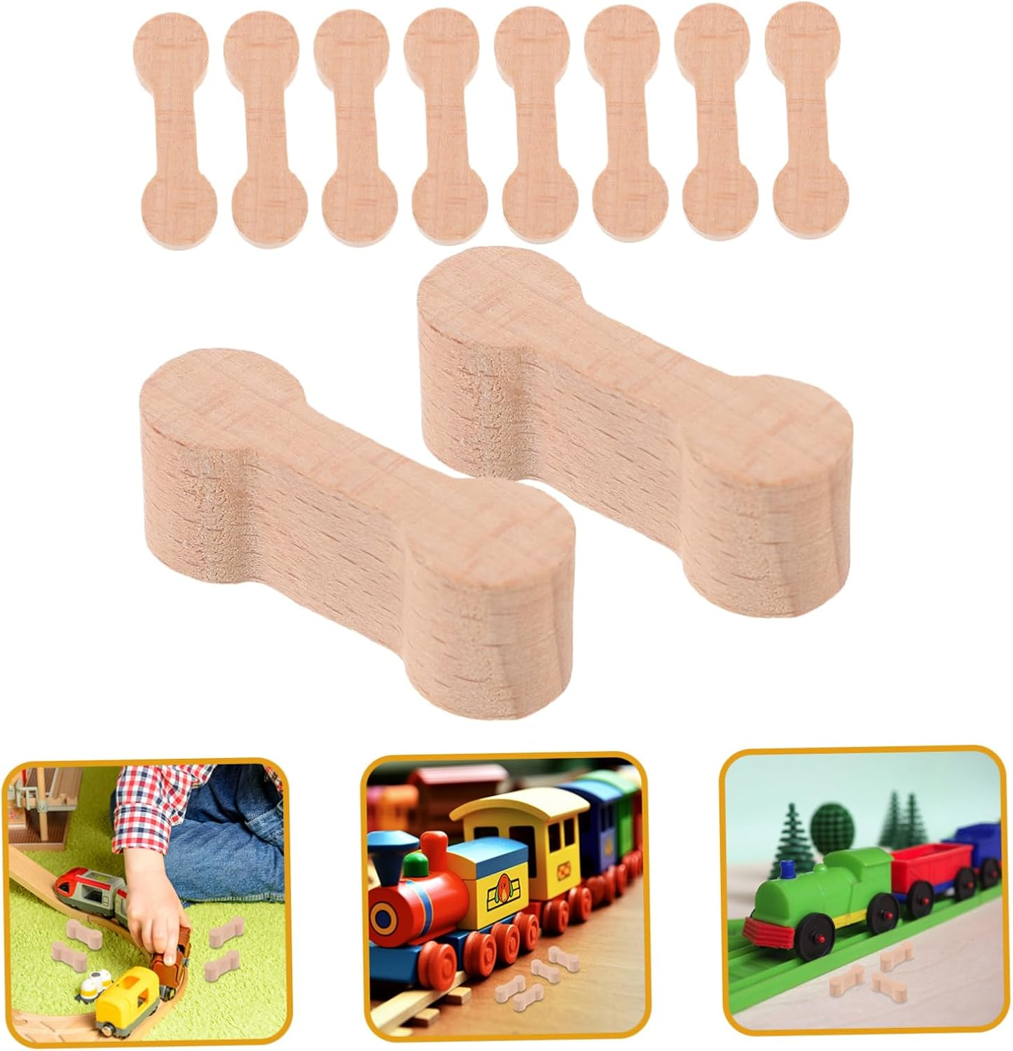 NAMOARLY 10Pcs Wooden Train Tracks Connectors Track Connectors Wooden Train Connectors Adapters image number 3