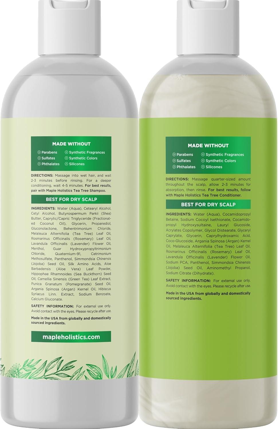 Tea Tree Shampoo and Conditioner Set - Sulfate Free Shampoo and Conditioner for Dry Damaged Hair and Scalp Care - Pure Tea Tree Oil Shampoo and Conditioner Set Dry Scalp Treatment for Women and Men image number 2