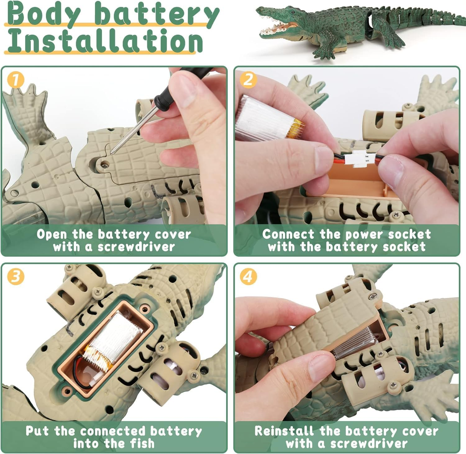 Remote Control Crocodile High Simulation RC Crocodile Boat Water Toys for Swimming Pool Lakes Bathroom, Great Gift RC Boat Alligator Toys for 6+ Year Old Boys and Girls image number 5