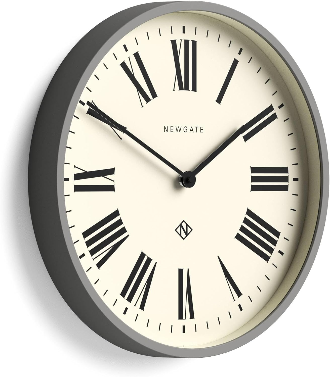 NEWGATE&reg; Number Three Italian Wall Clock - round Clock - Kitchen Clock - Clocks for Living Room - Office Clock - Contemporary Case - Roman Numeral Dial - (Posh Grey) image number 1