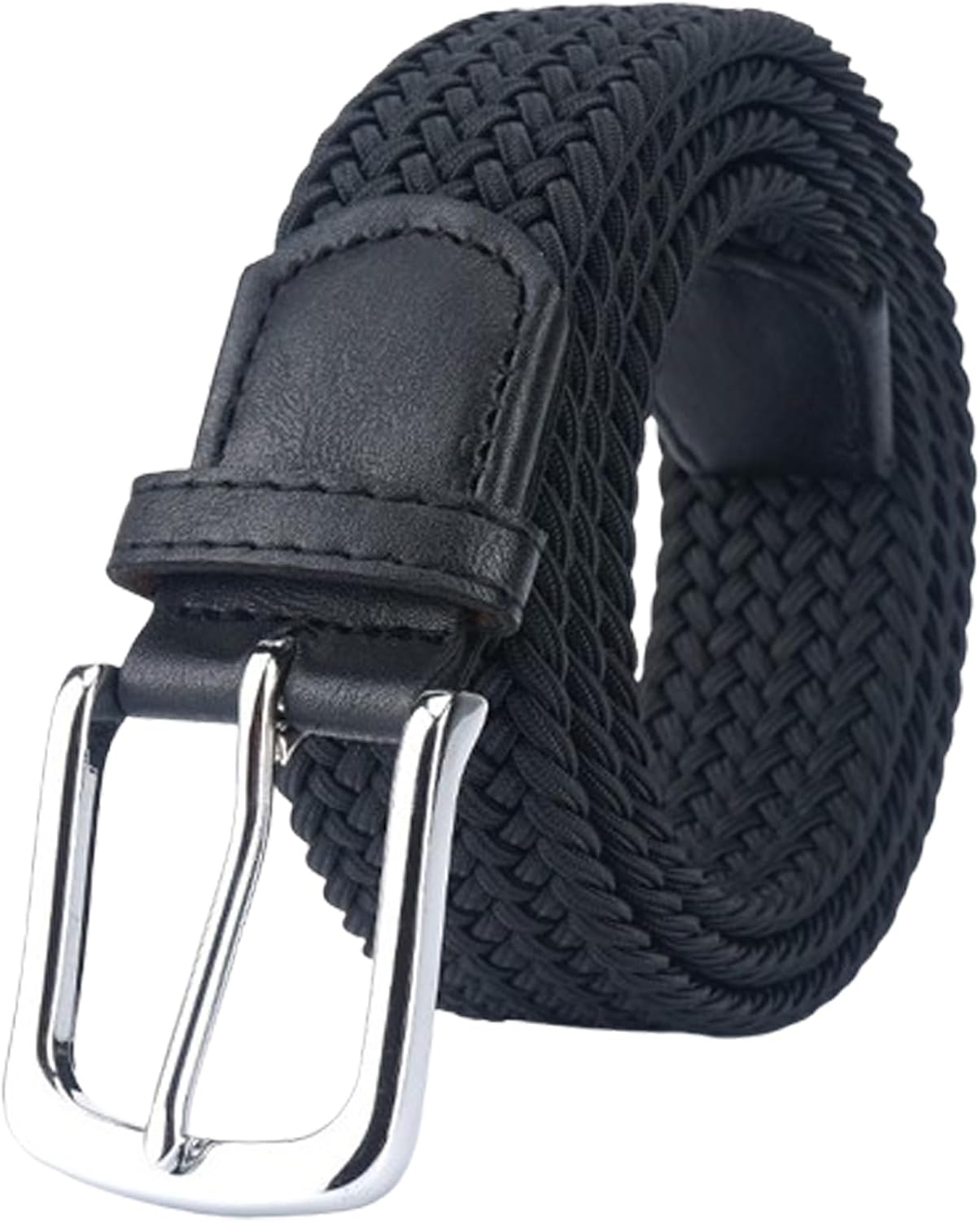 LJJCSFF Mens Braided Stretch Belt Elastic Woven Belt Fabric Golf Belt Cloth Work Belt Hunting Pants Belt Casual Jeans Belt Black, Black image number 5