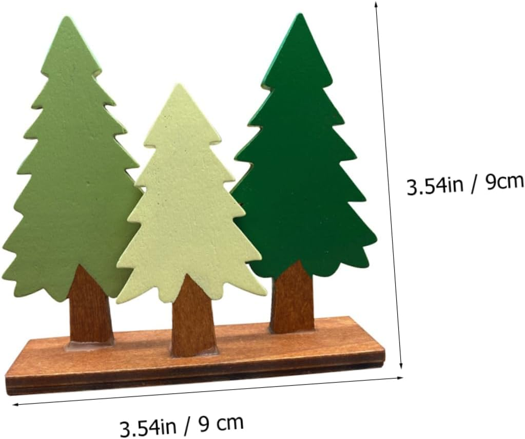 1Pc Chic Wooden Pine Tree Desktop Decor Adorable Simulation Pine Tree Adornment for Christmas Holiday Decorations for Home Office and Party Use image number 2