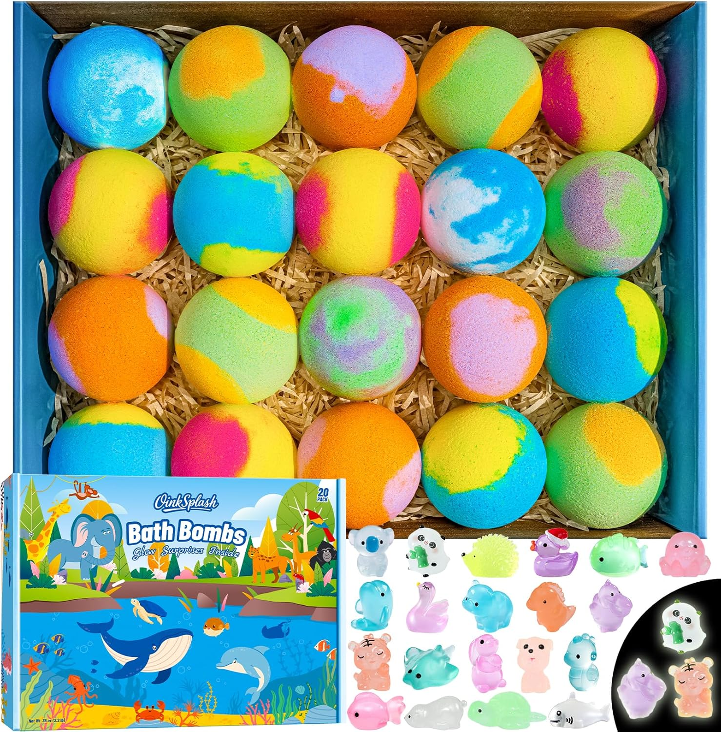 Bath Bombs for Kids with Surprise Inside, 20 Pack Handmade Bath Bomb Gift Set with Glow-In-The-Dark Toys, Fizzy Bath Balls for Fun, 2025 Advent Calendar for Boys & Girls image number 4