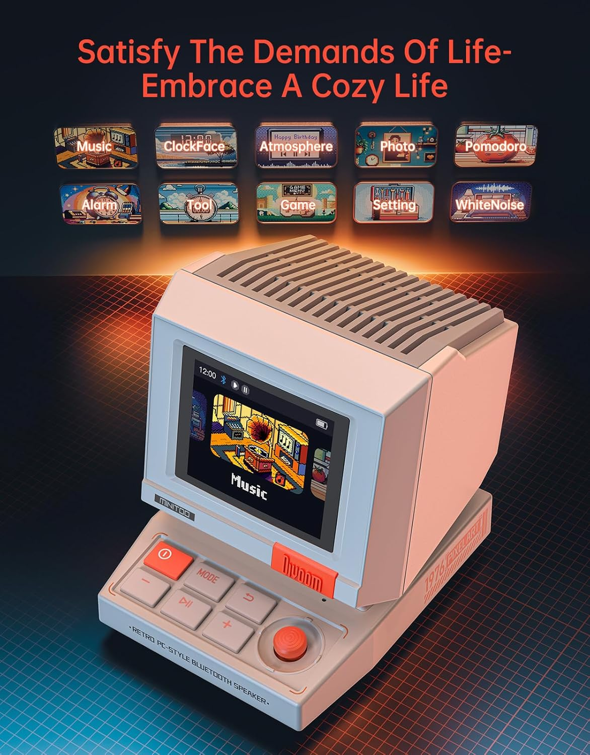 Divoom Minitoo Retro Pixel Bluetooth Speaker &ndash; 90S-Inspired PC Design,App Control, Alarm, White Noise, Retro Desk Speaker for Music, Room Decor image number 6