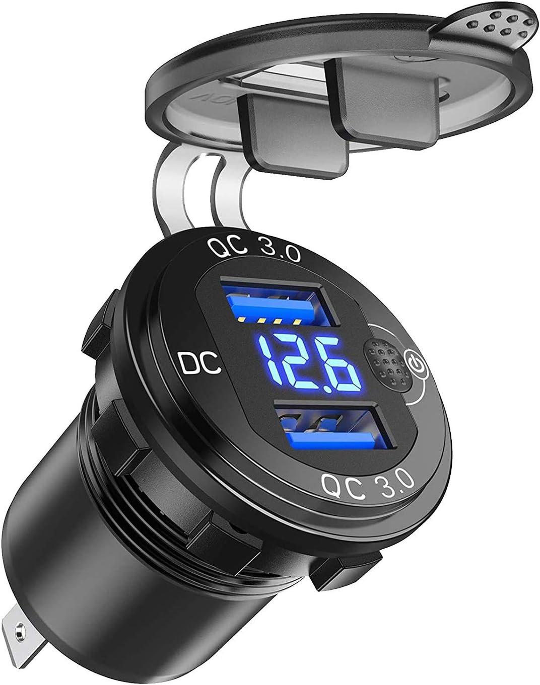Quick Charge 3.0 Dual USB Car Charger with Voltmeter & On/Off Switch,36W 12V USB Outlet Fast Charger for Car Boat Marine image number 2