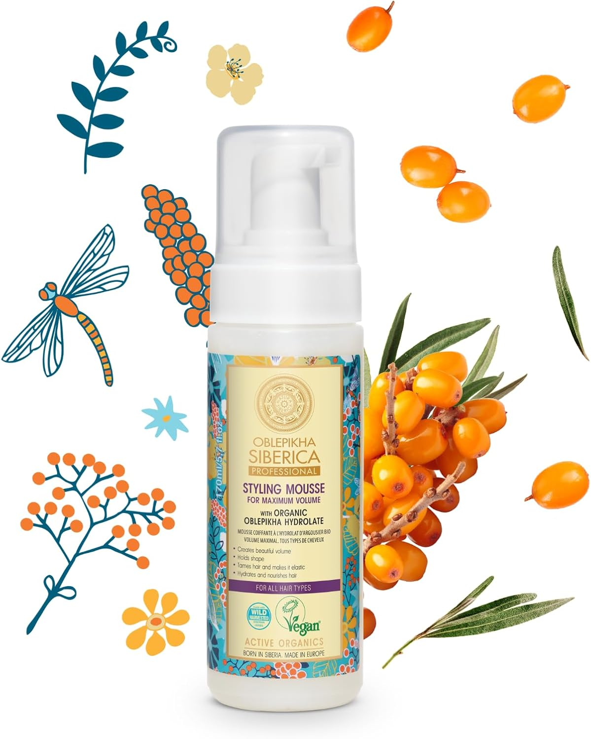Natura Siberica Oblepikha Active Organic Sea Buckthorn Volume Hair Mousse, 150 Ml (Natura Siberica) image number 2