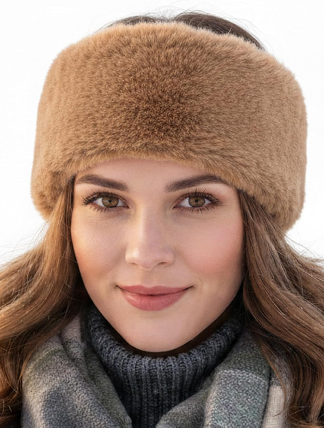 Trifolium Winter Faux Fur Headband for Women Fancy Ear Warmer with Stretch Fluffy Elastic Headband (One Size Maroon Rabbit Hdb6387-Rab-Wrd)