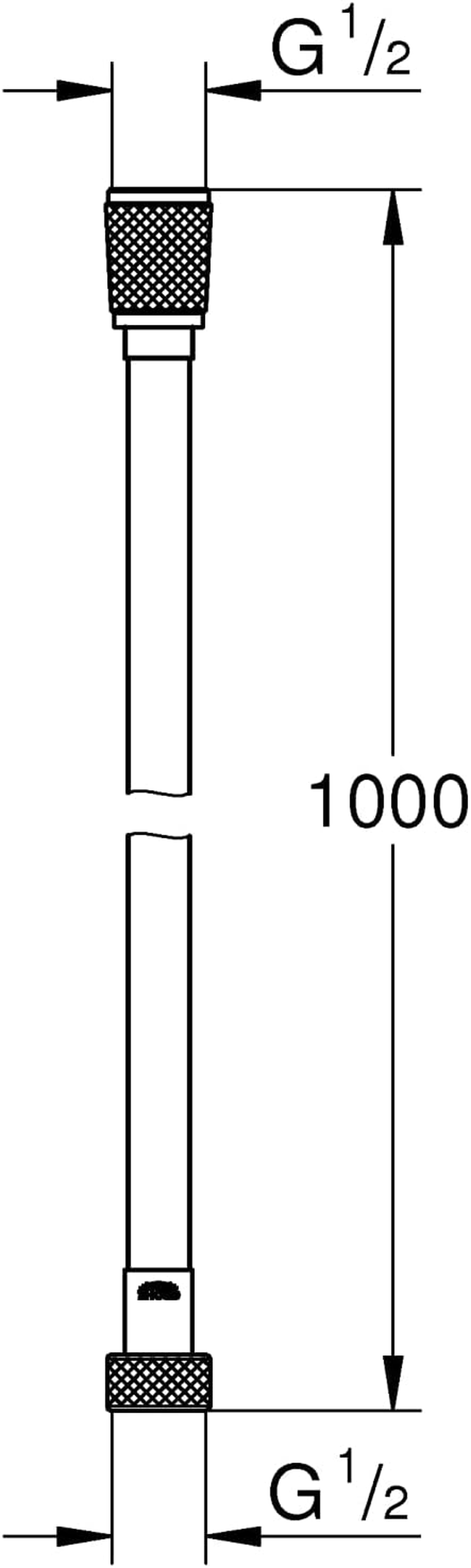 GROHE Vitalioflex Silver Long-Life Twiststop - Shower Hose 1 M (Tensile Strength 50 Kg, Pressure Resistance up to 12 Bar, Heat Resistance 75&deg;C, Universal Connection G 1/2'' X 1/2''), Chrome, 22111000