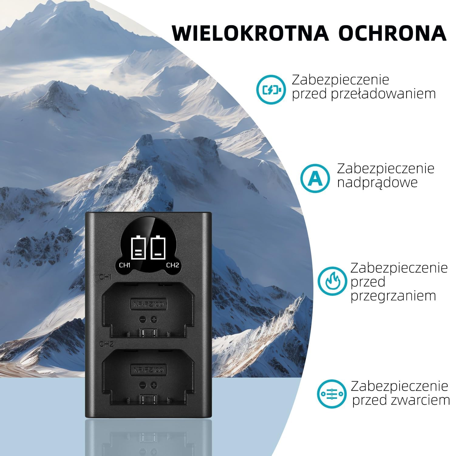 KWTOUL Dual USB Charger for Sony NP-FZ100 Battery, Compatible with Sony ZV-E1, FX3, FX30, A1, A9 II, A7R V, A7S III, A7 IV, A6600, A7C Cameras, Designed with LCD Display, Versatile Charging Options image number 6