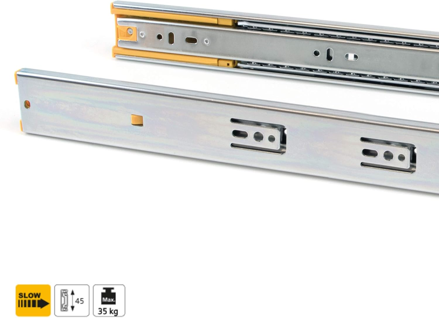 Emuca - Ball Bearing Drawer Slides 45X300Mm (1,77X,11,8 Inch), Set of 5 Pairs of Full Extension Drawer Runners with Soft Closing image number 3