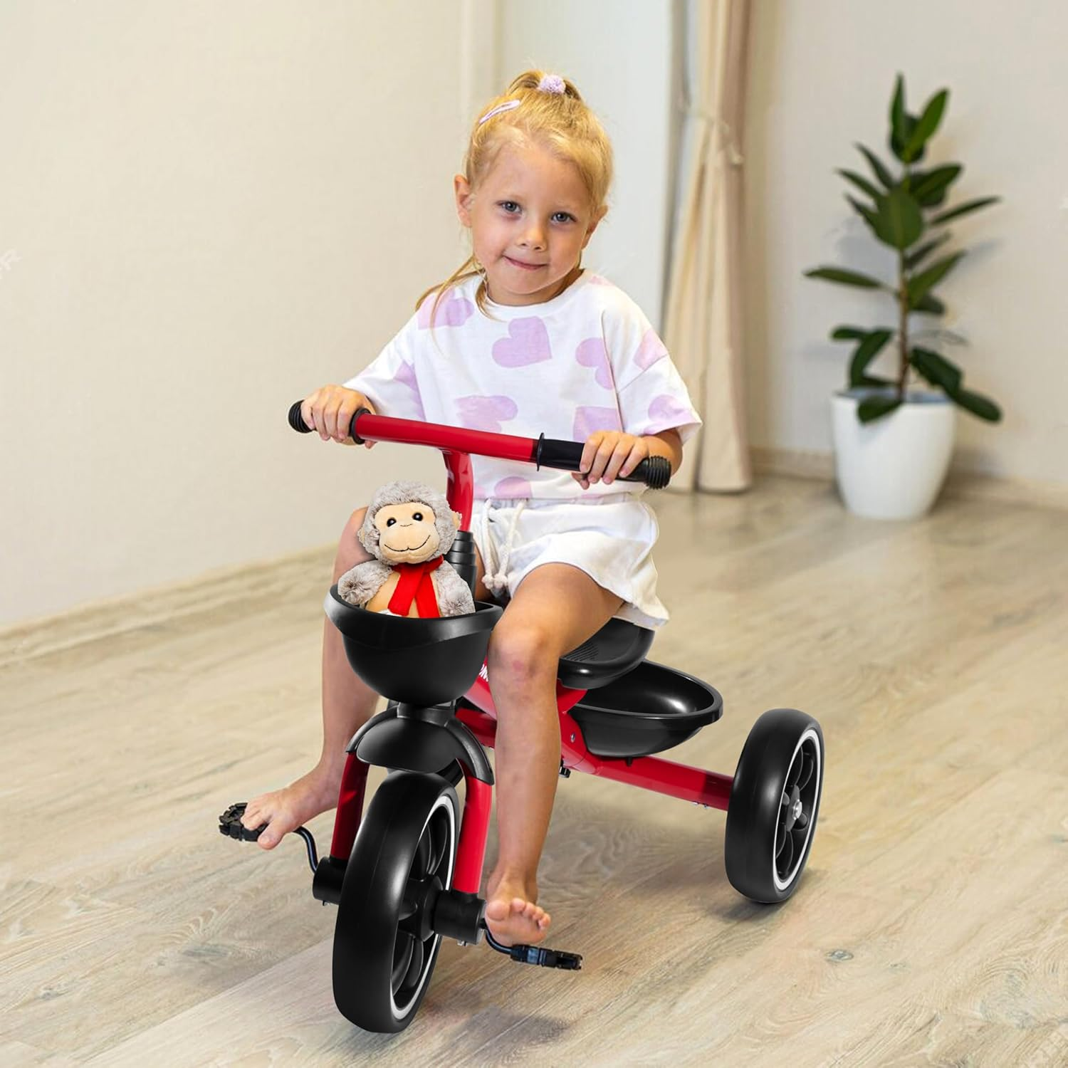 Essentialpro Kids Tricycle with Front & Rear Basket | Toddler Tricycle | Kids Riding Bike | Lightweight & Portable Push Bike with Removable Pedals | Kids Trike for 2 to 5 Years Old | 3 Wheel Bike image number 4