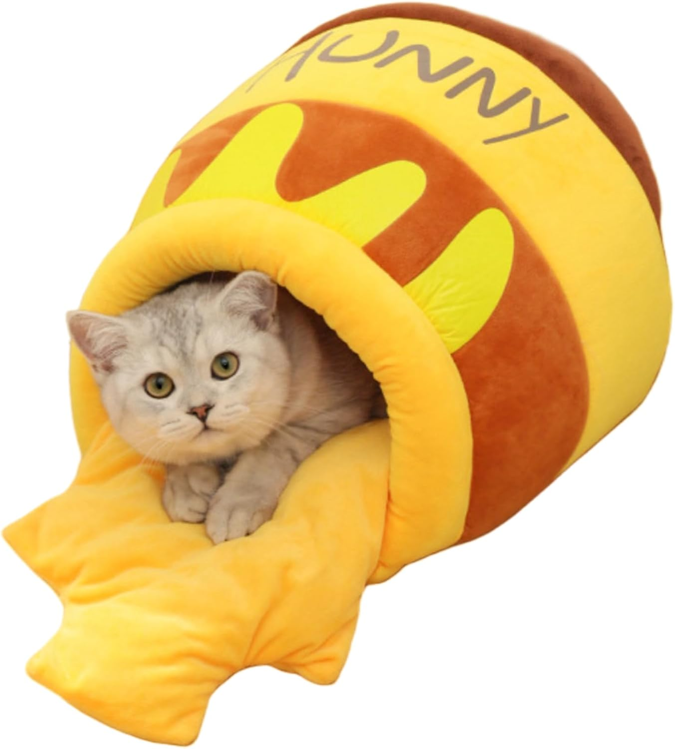 Cat Bed Fluffy Cat Cave Washable Cat Sleeping Bag Warm Pet Cat Bed Kitten Bed Cat Cuddly Bed Cat Bed Honey Pot with Removable Cushion for Small Medium Pets