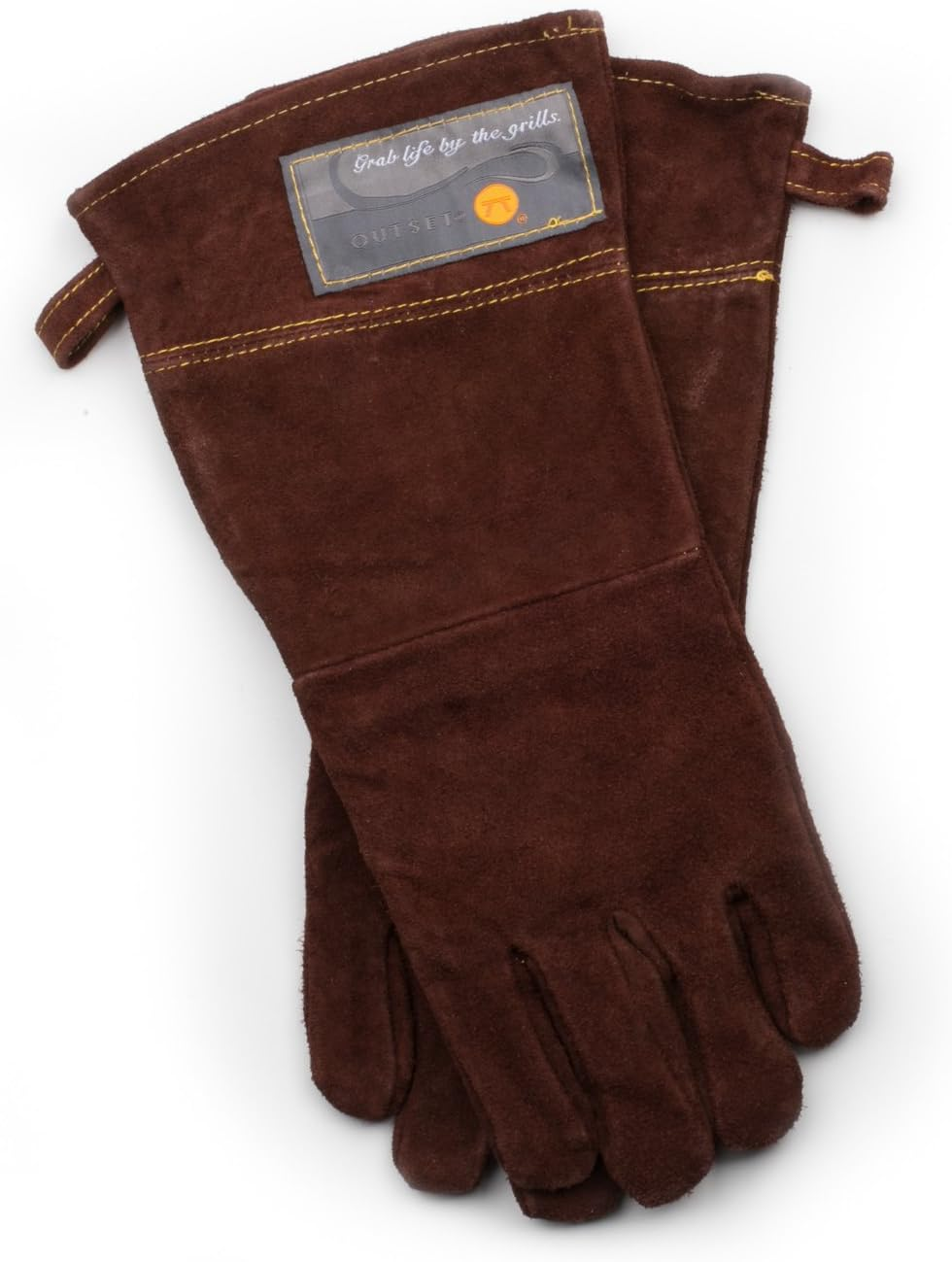 Outset Leather Grill Gloves, Set of 2 Brown Leather BBQ Gloves image number 1