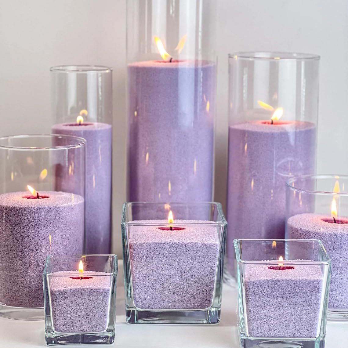 PARTY BESTBUY Pearl Candle Wax,2.2Lb Colorful Wax,Crystal Natural Refillable Powder Sand Candles, Granules Self Melting Beaded Wax Sand for Home Decor,Powder Candle with 10Wicks,Diy Candle (Purple) - Blue image number 2