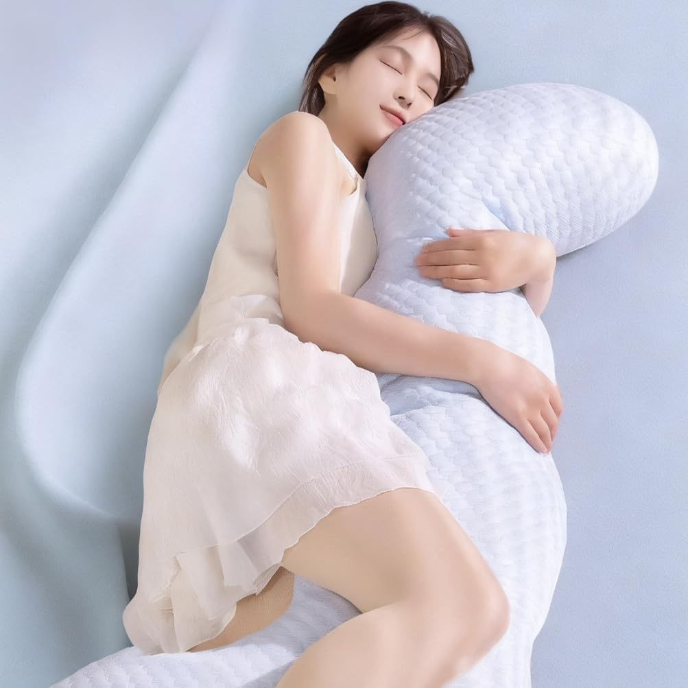Full Body Pillow, One Piece Full Body Pillow, Memory Foam Firm Body Pillow for Side Sleepe, Cooling Long Pillow, Bed Bedroom Side Sleeping Leg Pillow for Side Sleepers, Pregnancy, Back Pain image number 3
