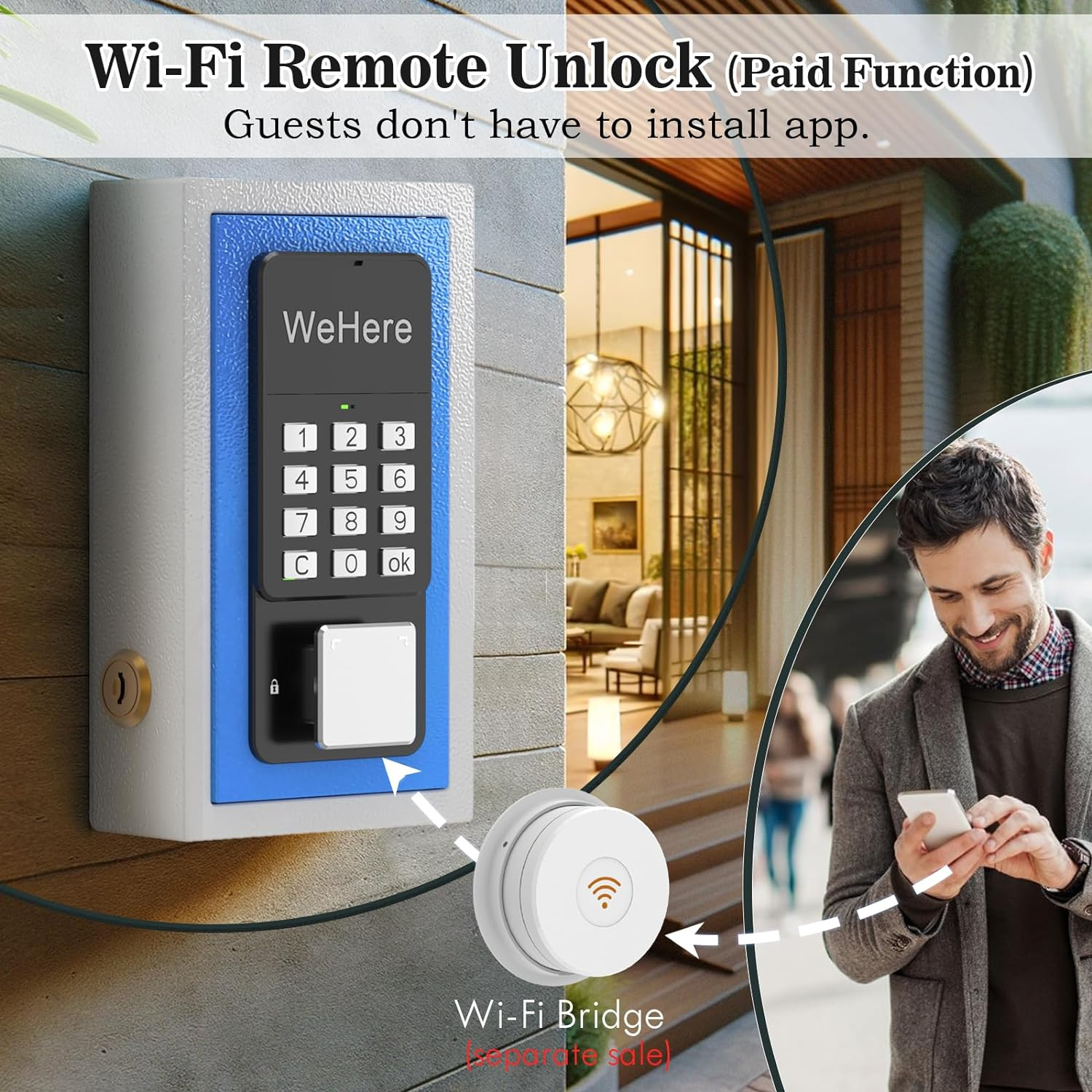 Key Lock Box Wall Mount, Half Remote Unlock Smart Lockbox for House Key, Key Safe Security Storage, Otp/App/Permanent Password Unlock for Outside, Realtors, Apartments, Garage, Store image number 6