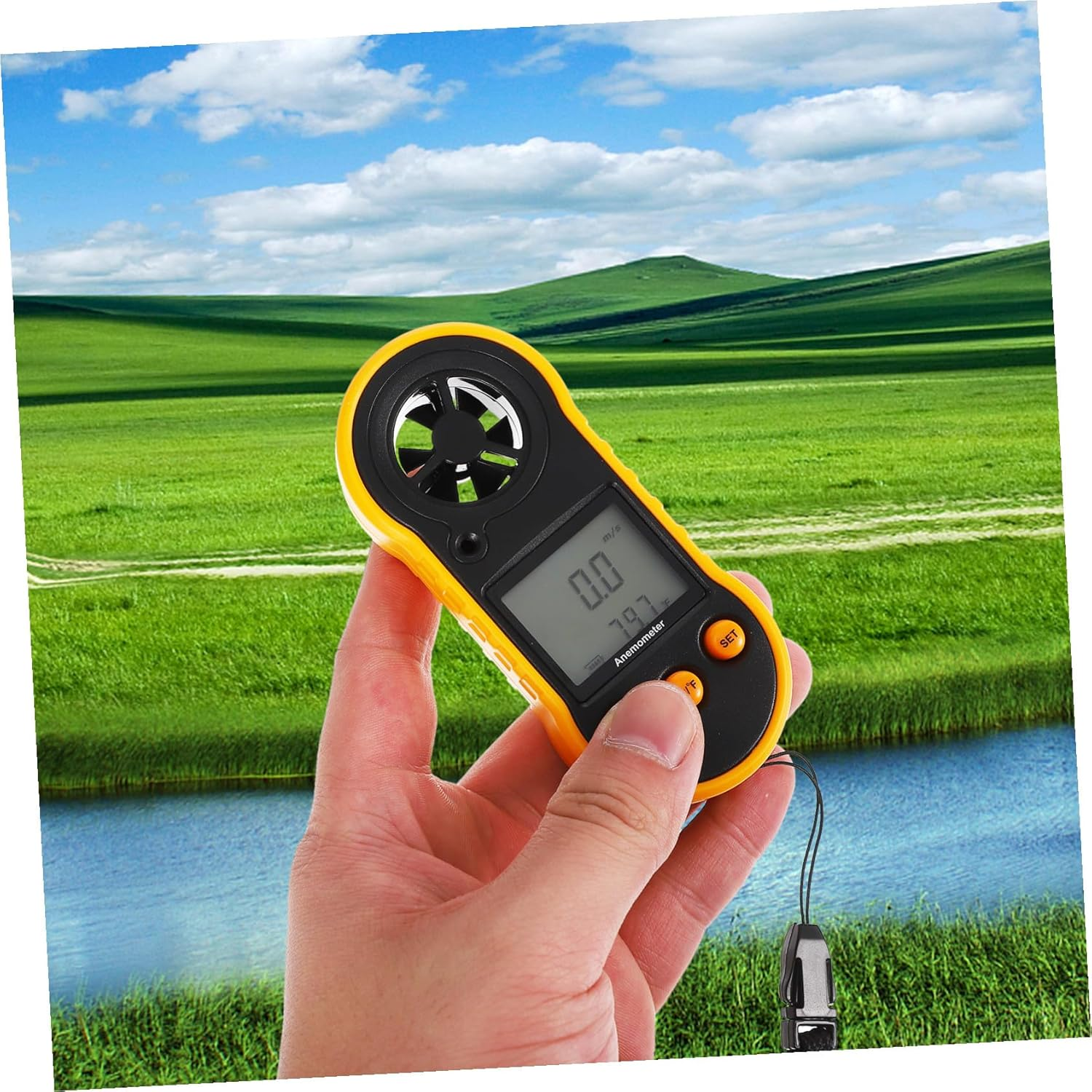 VICASKY Digital Handheld Anemometer with Screen Display High Precision Air Velocity and Temperature Measurement Wind Speed for HVAC Portable One-Handed Airflow Gauge image number 1