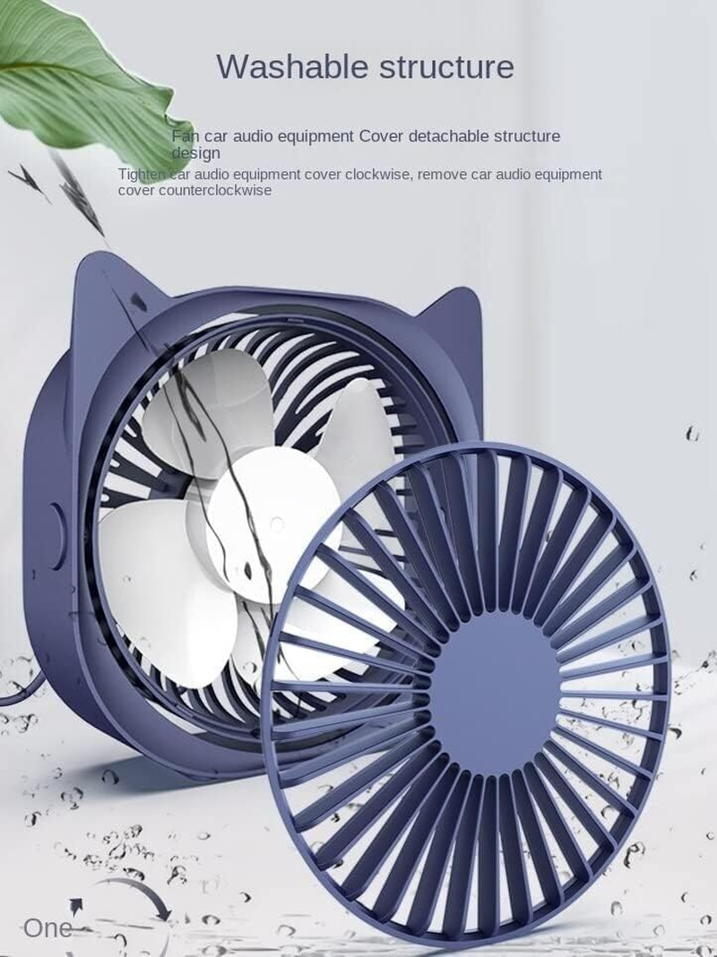 USB Fan - LYSYOL 3 Speeds Small Personal USB Desk Fan, Rotatable 360&deg; Adjustable, Powered by USB, Quiet Operation, Portable, and Adjustable for Home Office Car Outdoor Travel (Dark Blue) image number 1