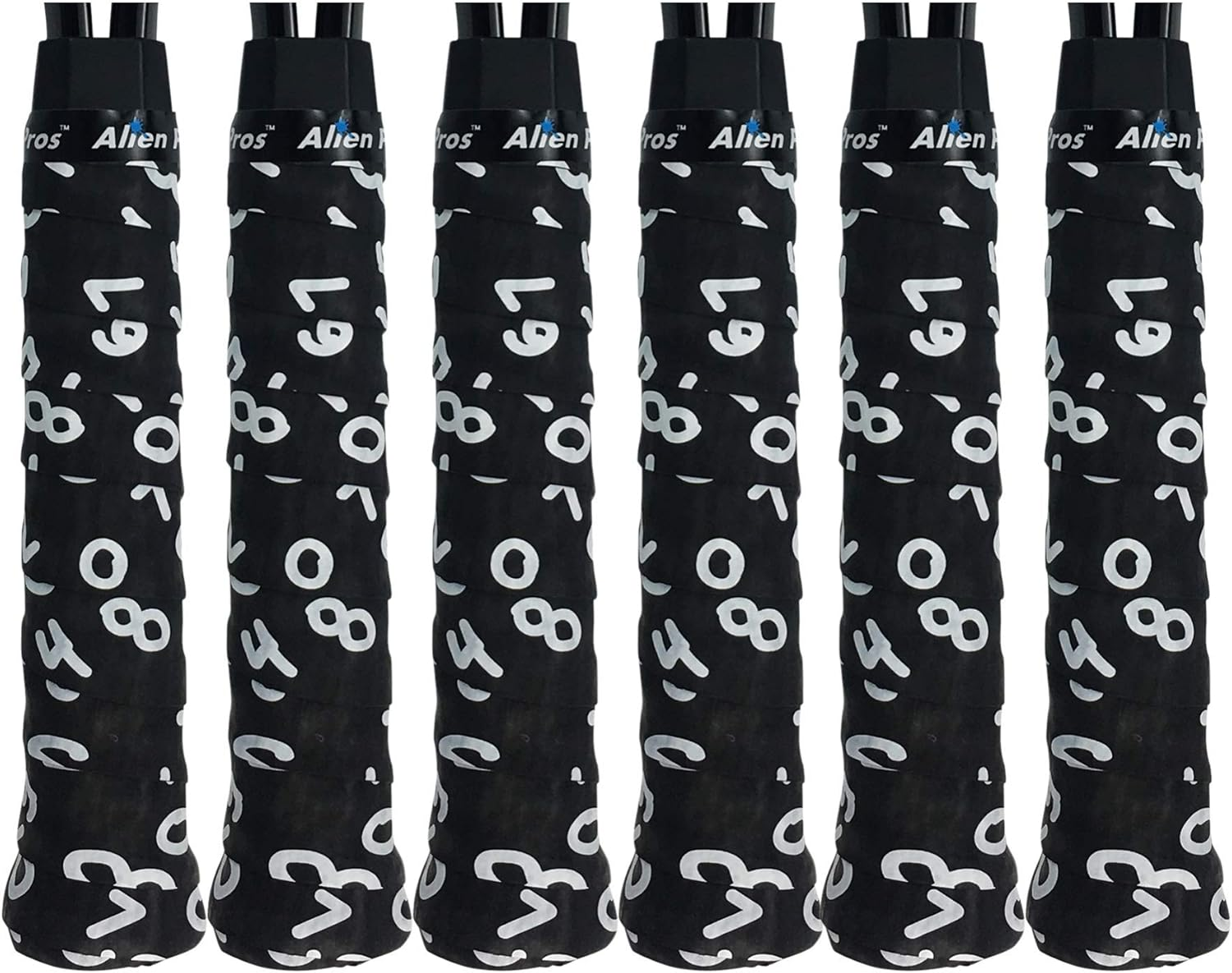 Alien Pros Tennis Racket Grip Tape (6 Grips) - Precut and Dry Feel Tennis Grip - Designer Tennis Overgrip Grip Tape Tennis Racket - Wrap Your Racquet for High Performance (6 Grips) image number 1