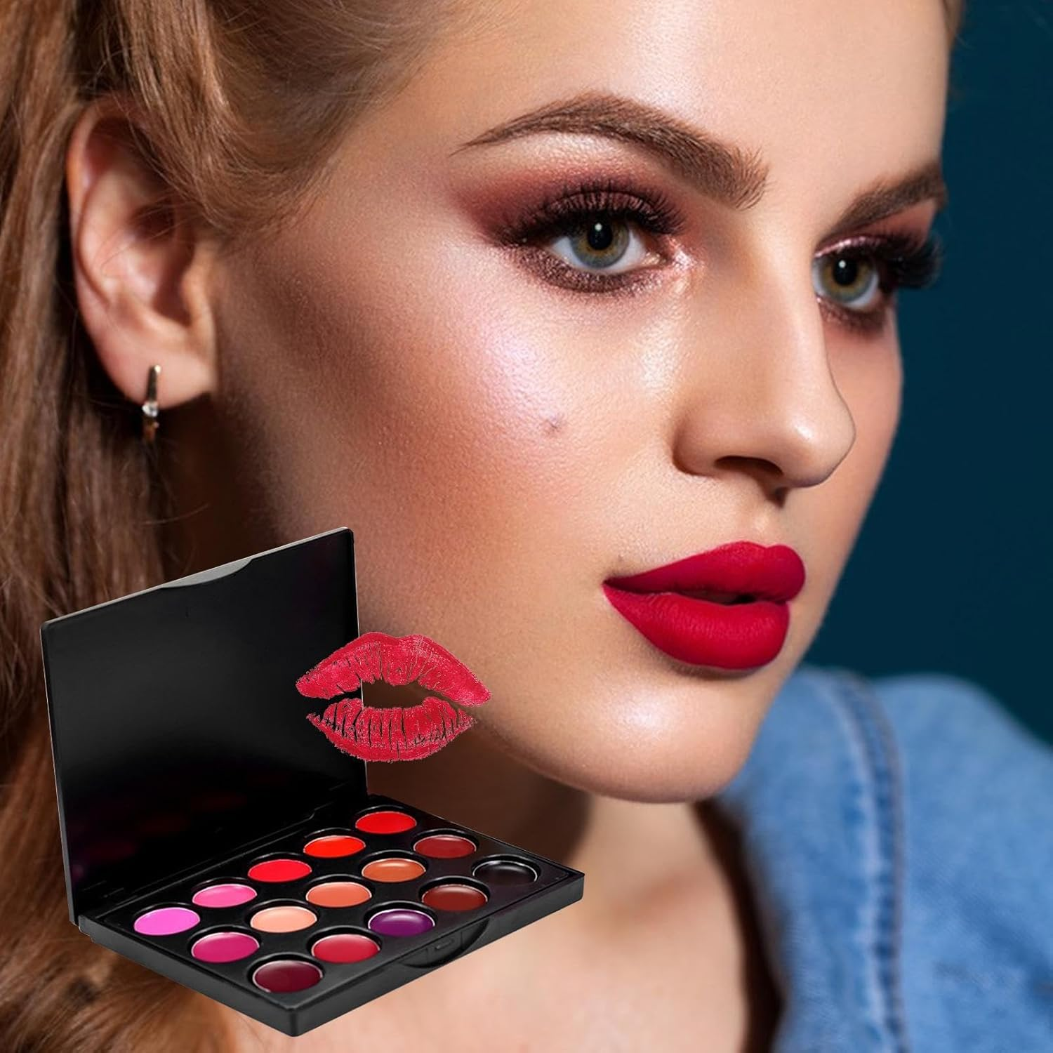 Lipstick Palette,15 Colors Waterproof Lipstick Palette - Moisturizing Long Lasting Soft Smooth Lipstick Pallet, Pigmented Festival Halloween Lip Paint Borato image number 5