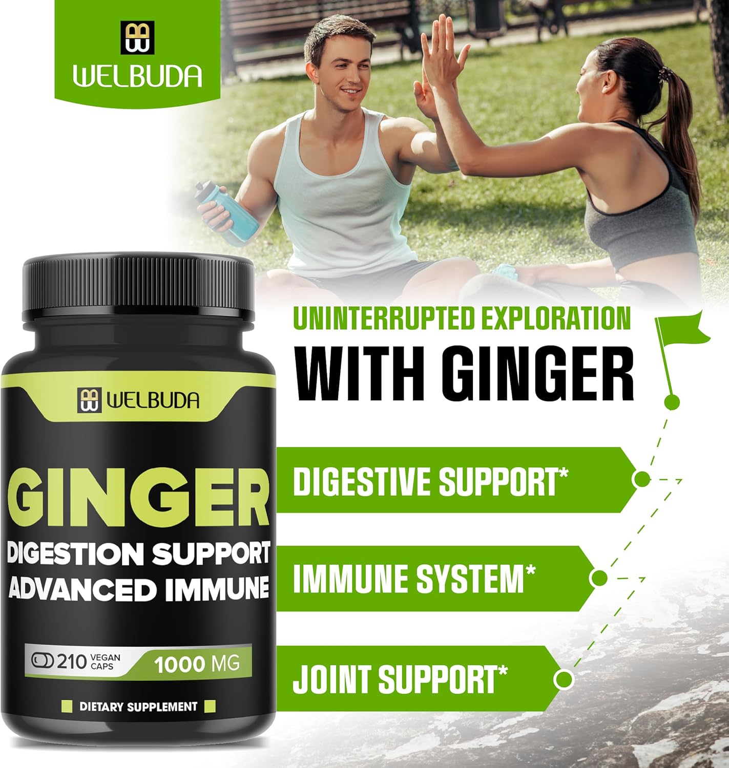 1000Mg Ginger Supplements Capsules with Berberine Hcl, Elderberry, Echinacea & More - 11In1 Support Digestion, Joint Health, Immune System, and Heart Health - 210 Ginger Pills image number 6