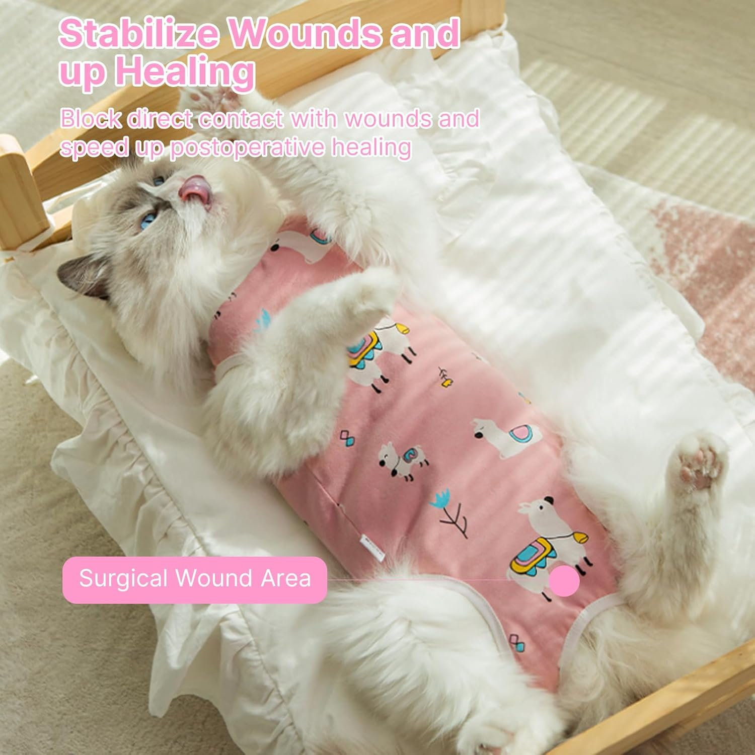 Velmoriah Cat Recovery Suit Female, Breathable Cat Onesie after Surgery for Spay Abdominal Wounds or Skin Diseases, Kitten Surgery Recovery Suit for Cats Anti-Licking (Alpaca, L) image number 3