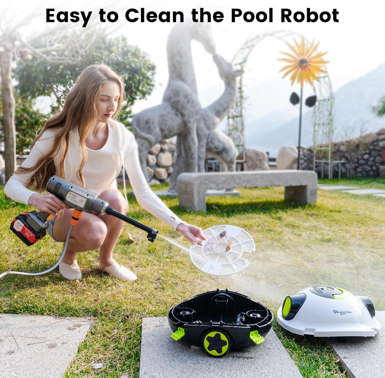Y10 Robotic Pool Cleaner, Floor Cleaning, 100 Mins Runtime, Auto-Dock, 180&Mu;m Filter, Cleans up to 120㎡ & 2.5M Deep