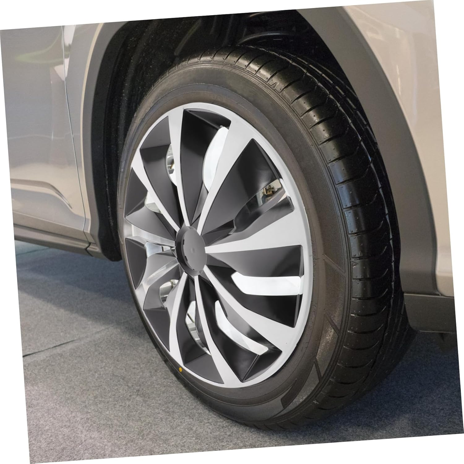 LIFKOME Universal 15-Inch Hubcaps Wheel Covers Car Accessories Wheel Center Hub Caps Cover Sturdy Steel Replacement Rim Decorative for Automotive Tire Valve Caps Enhancement image number 4