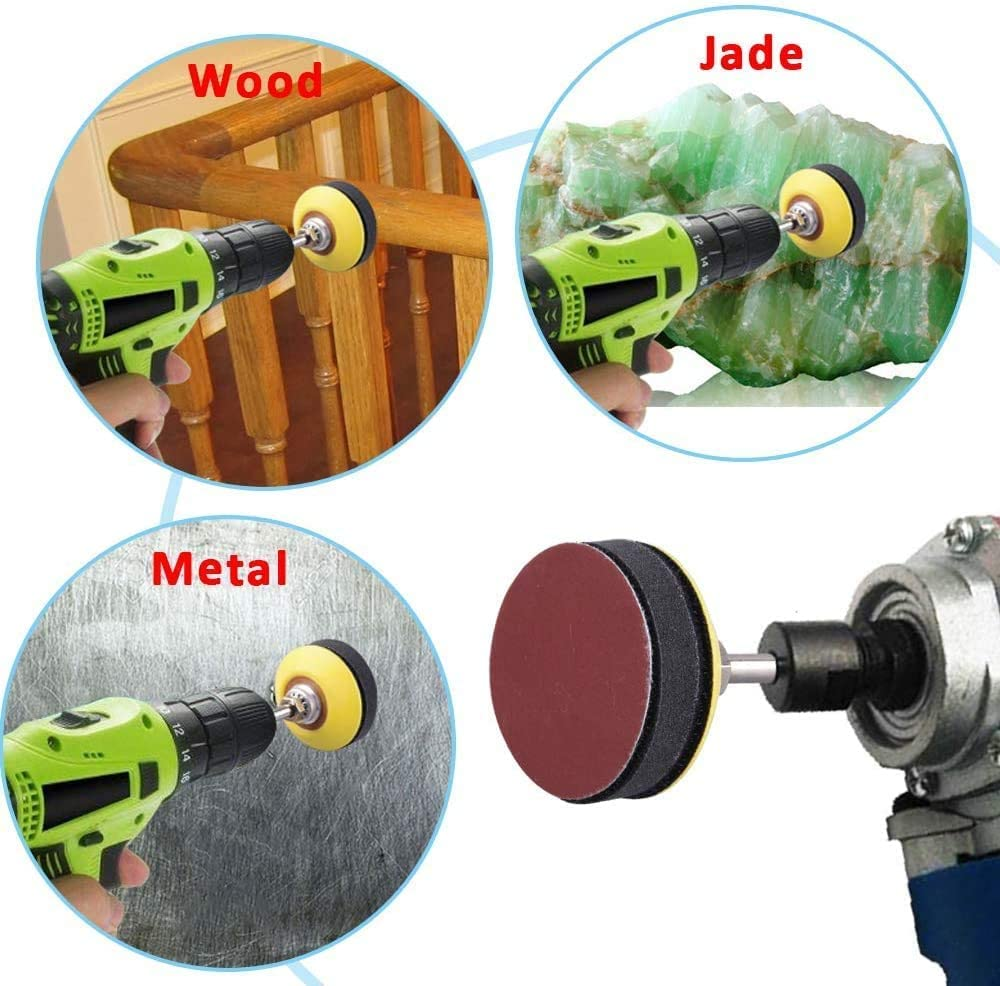 300 Pcs Sanding Discs Pads, Hook and Loop Adhesive Sanding Discs ，50Mm/2Inch Hook and Loop Pads with 1/4" Shank Backing Pad & Foam Buffering Pad ，Sandpaper80-3000 Grit for Drill Grinder Rotary Tools image number 5