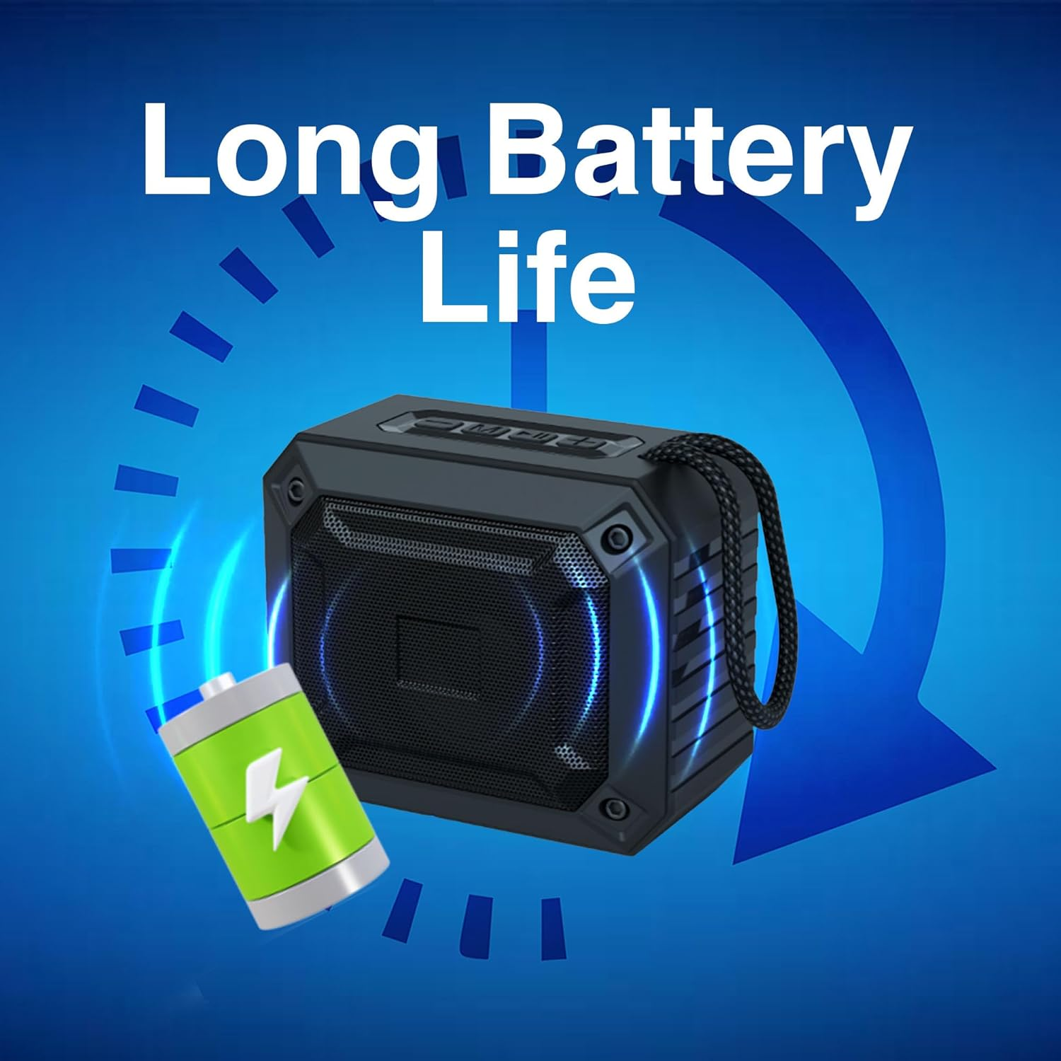 Laser Black Portable Bluetooth Speaker with 800Mah Battery, USB C Charging - Supports TWS Pairing, USB and Microsd Inputs - Travel Outdoor Speaker for PC, Smartphones, Laptops, Tablets image number 1