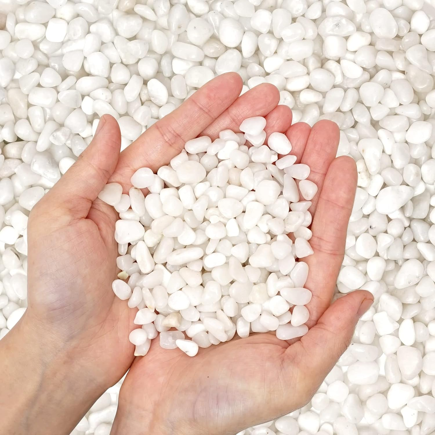 Natural Polished Decorative White Pebbles - Small Stones 3/8" Gravel Size,River Rocks Pebbles for Plants, Home DIY Decor,Aquarium Gravel,Vase Fillers,Fairy Garden,Landscaping Outdoor Stones. image number 3