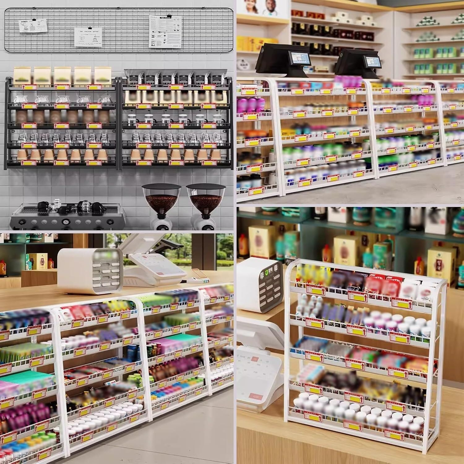 Snack Storage Rack Storage Baskets， Supermarket Shelf Label Holder Standing(Black,W60Cm(24In)) image number 5