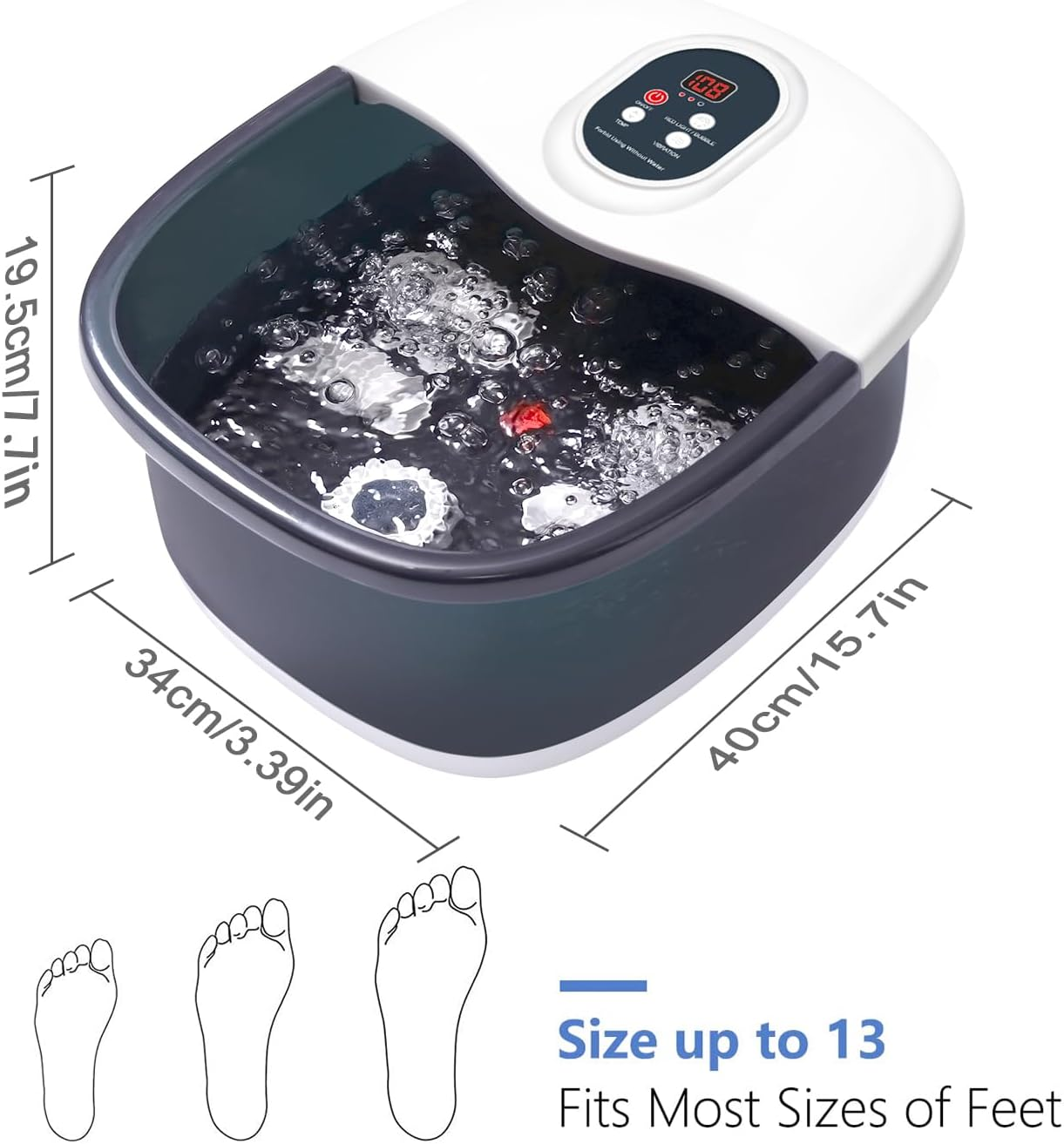 Foootcu Foot Spa Bath Massager with Heat Bubbles and Vibration Massage and Jets, Pedicure Foot Spa Tub of 16 OZ Lavender Epsom Salt, Foot Soaker with Temperature Control image number 6