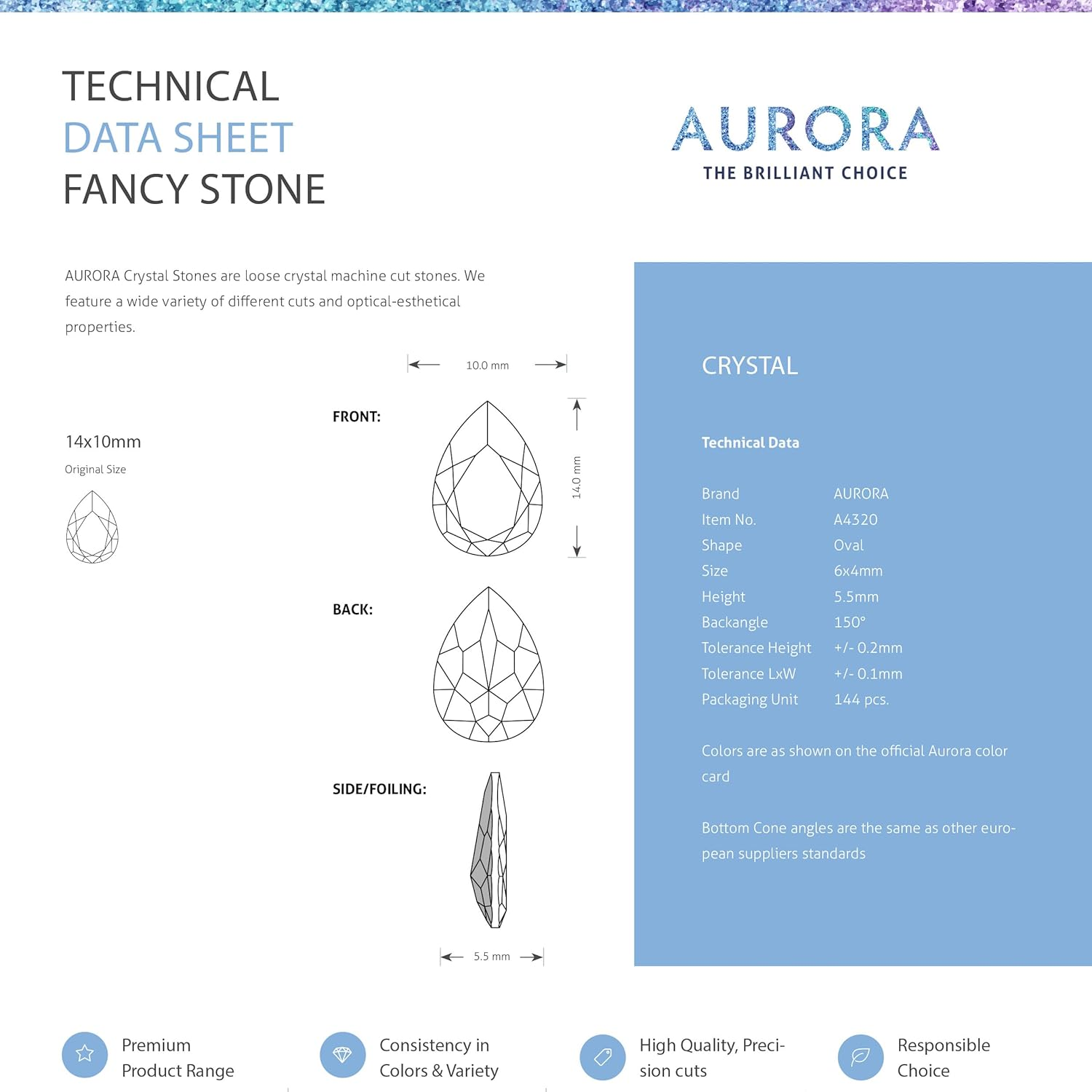 Aurora Crystal Drop-V Cut Crystal Ab image number 1