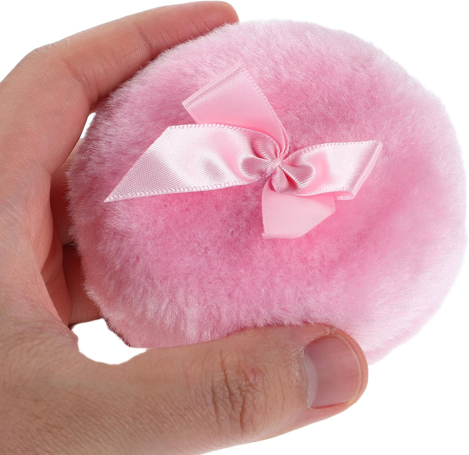 HINTRMENT Extra Large Reusable Body Duster Puff with Ribbon Soft Long Fluffy Powder Puff for Face and Body Oversized Makeup Applicator with Glass Container for Women image number 4