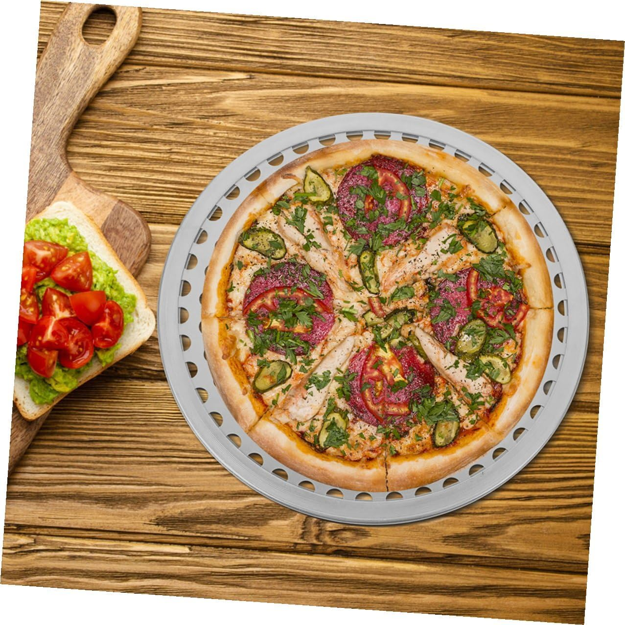 VINTORKY Perforated Pizza Pan with Holes 12-Inch Aluminium Alloy round Baking Tray Metal Pizza Plate for Oven Kitchen Bakeware image number 3