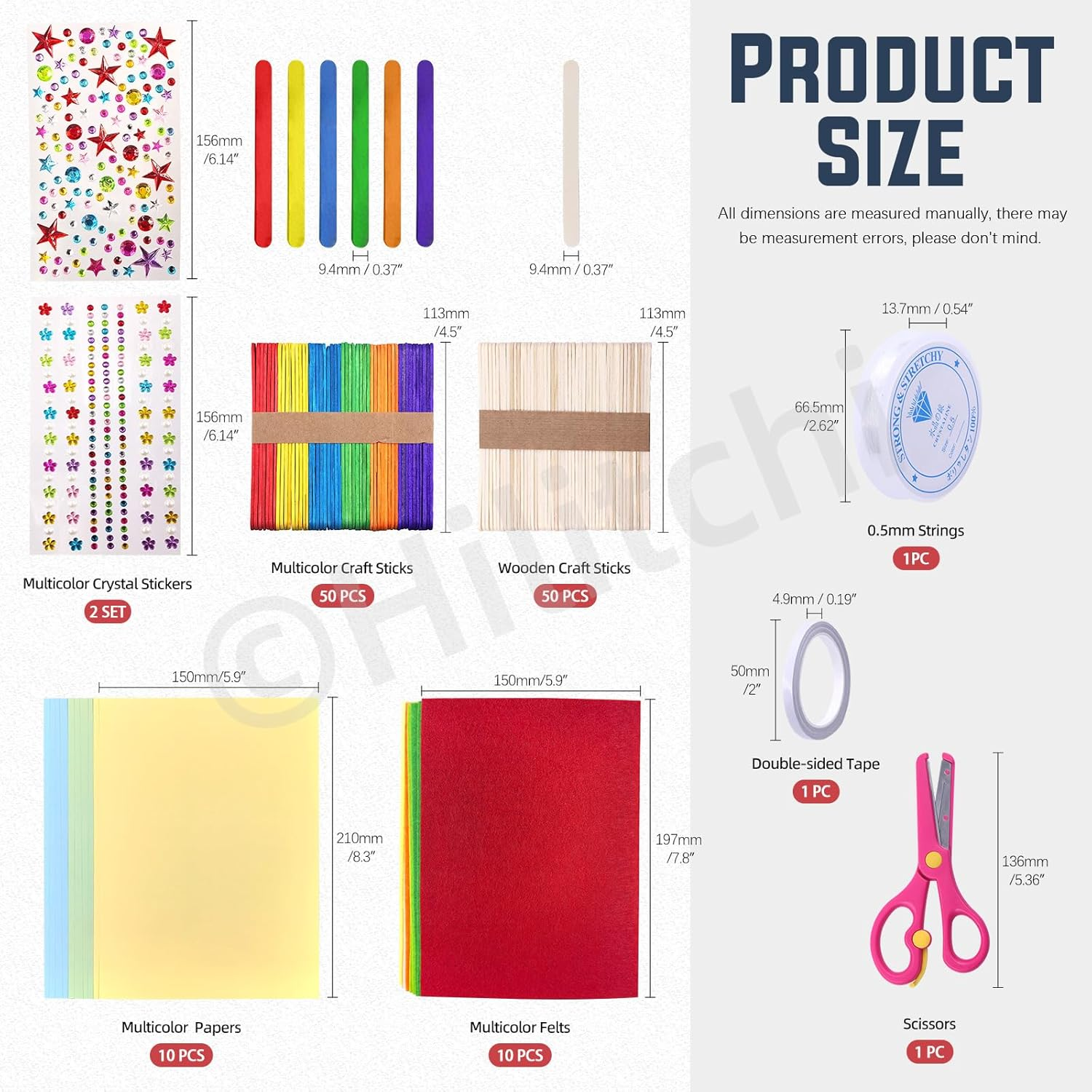 Hilitchi 814Pcs Art and Craft Supplies of Integrated DIY Process Set Includes Pipe Cleaners, Feather, Stick, Sparking Sequin, Folding Storage Box for DIY Art Craft image number 4