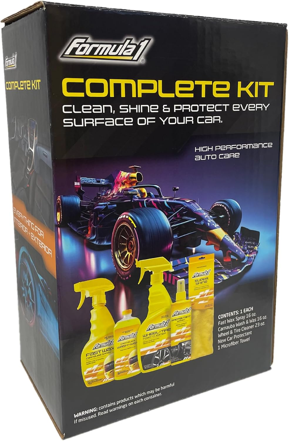 FORMULA 1 Complete AUTO CAR Care KIT - Interior & Exterior Cleaning Gift Box