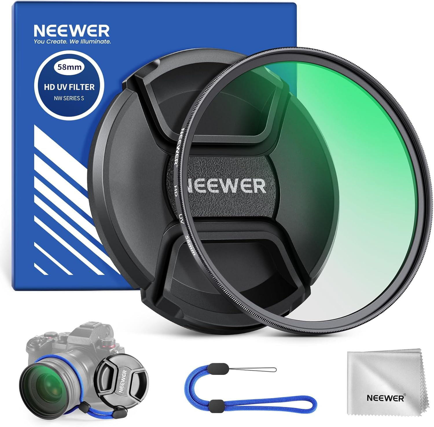 NEEWER 58Mm MC UV Protection Filter with Lens Cap, Multi Resistant Nano Coatings/Hd Optical Glass/Water Repellent/Scratch Resistant/Aluminum Alloy Ultra Slim Frame/Ultraviolet Filter image number 4