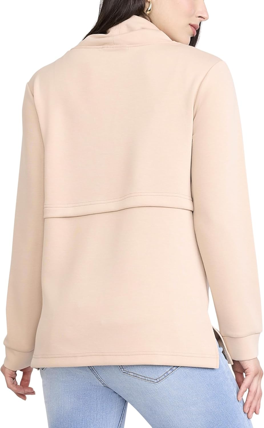 Motherhood Maternity Women'S Long Sleeve Funnel Neck Nursing Pullover Pregnancy Sweatshirt for Breastfeeding image number 1