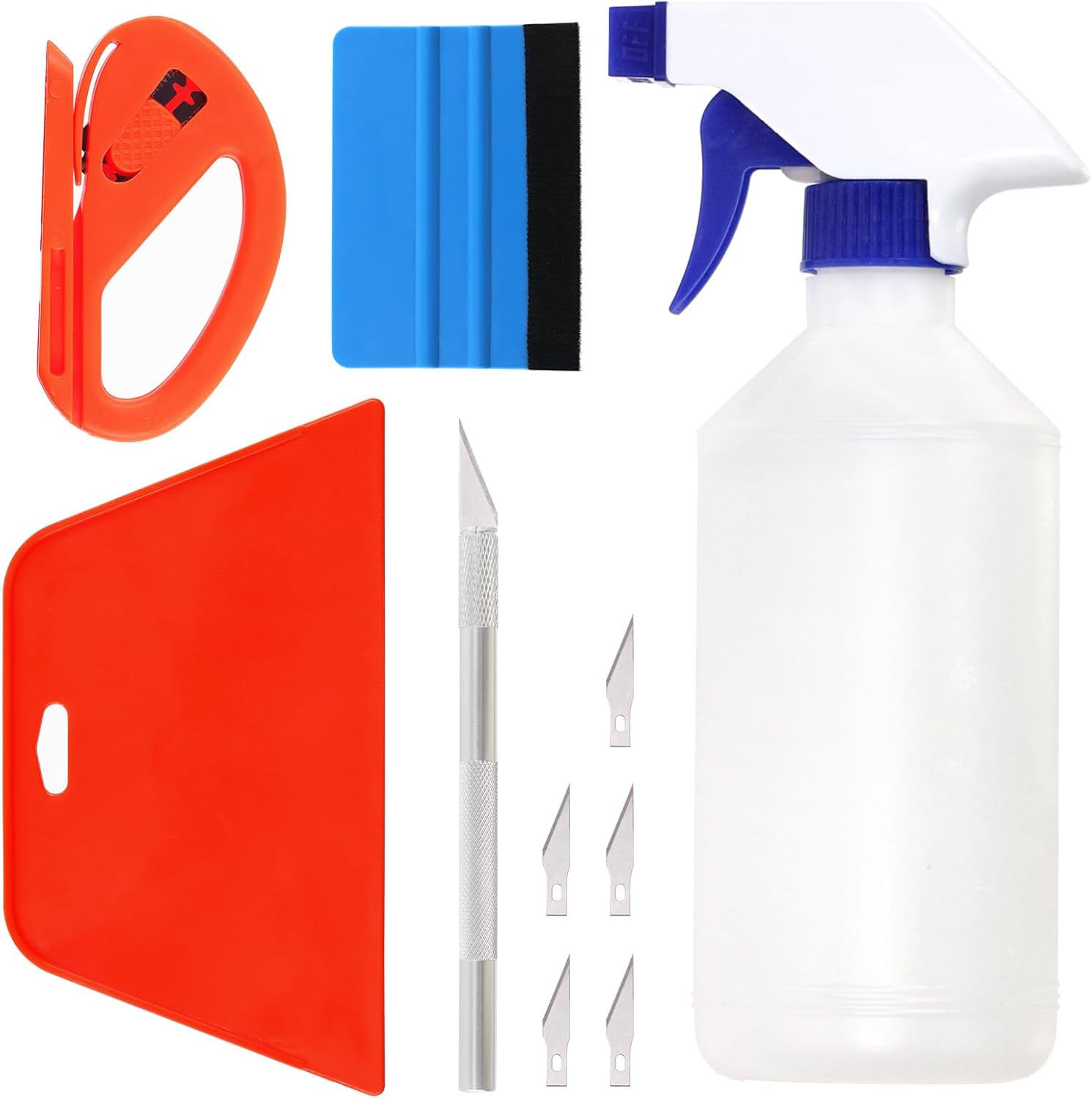Swpeet 10Pcs Wallpaper Smoothing Tool Assorments Kit, Vinyl Wrap Cutting Tool, Squeegee Scraper, Craft Knife with Blades, 500ML Spray Bottle for Stick Wallpaper Car Wrap Vinyl Window Tint Glass Film image number 4