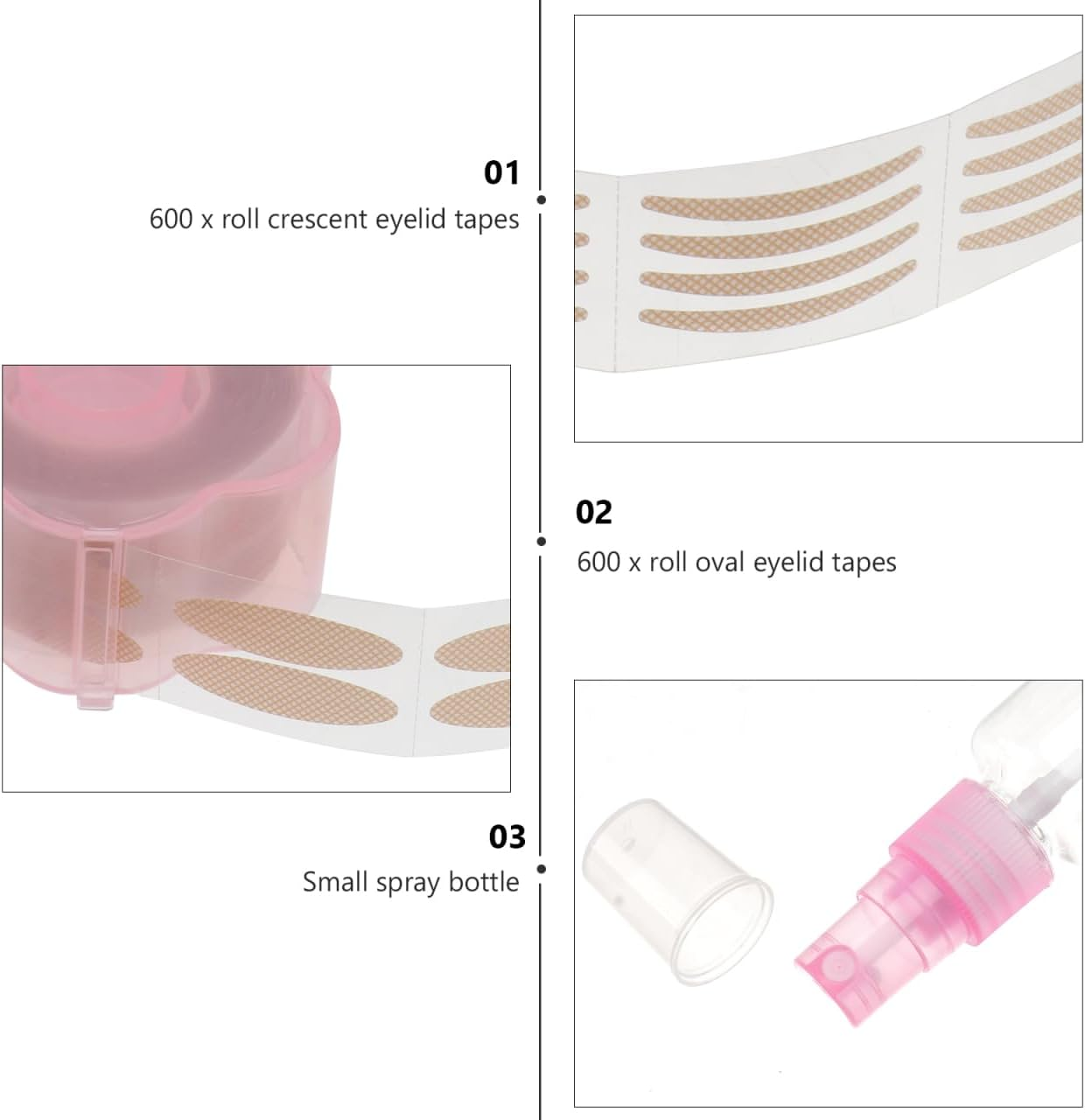 FOMIYES 1 Set Lace Double Eyelid Tapes Instant Strips with Tweezers Spray Bottle Sweat Makeup Tools for Natural Eye Enhancement and Deep Crease Creation Random Color