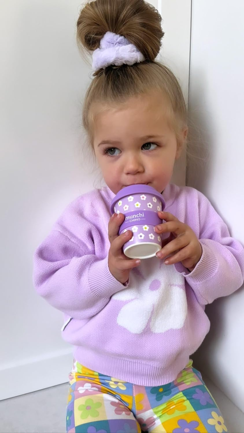 Munchi Babyccino Cup Twin Pack for Kids and Adults - Flower + Leopard Print Design, Reusable Cups Include Silicon Straws, 120Ml (4Oz) Capacity image number 3