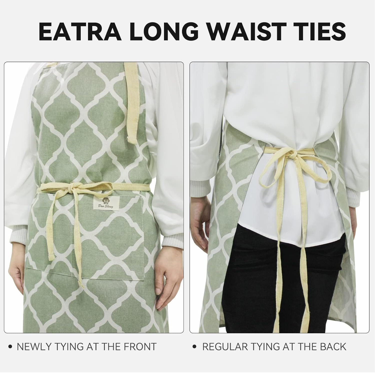 Riqiaqia 2Pack Aprons for Women Men with Pockets image number 6